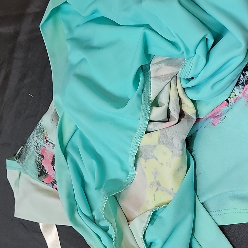 Roberto Cavalli Teal Floral Short Sleeve Mini Dress Size 46 - Picture 16 of 16